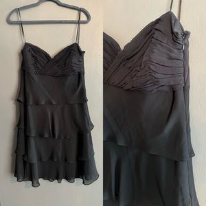 Strapless Black Tiered Ruffle Mini Dress